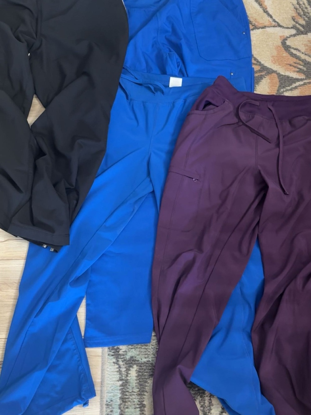 Women’s Stretch Scrub Pants - Black, Royal Blue & Plum